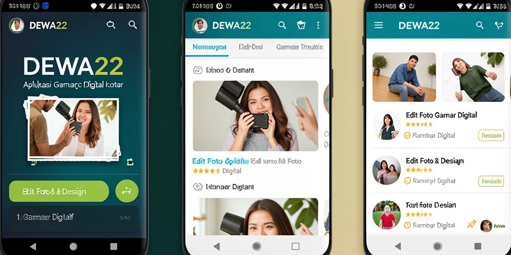 Antarmuka DEWA22 menampilkan berbagai alat dan fitur untuk mengedit gambar.