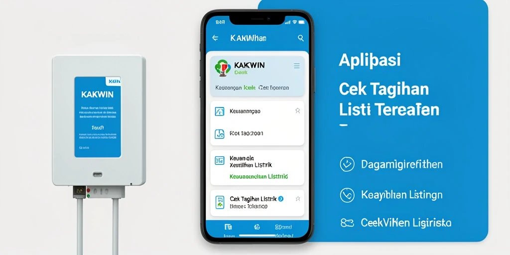 Screenshot aplikasi KAKWIN menampilkan antarmuka cek tagihan listrik yang sederhana.