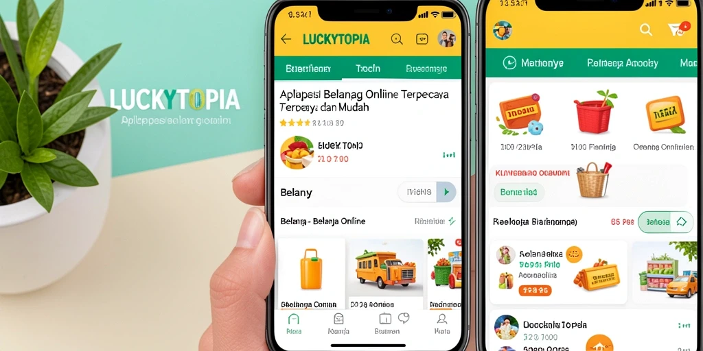 Tampilan antarmuka aplikasi LUCKYTOPIA untuk belanja online yang praktis.