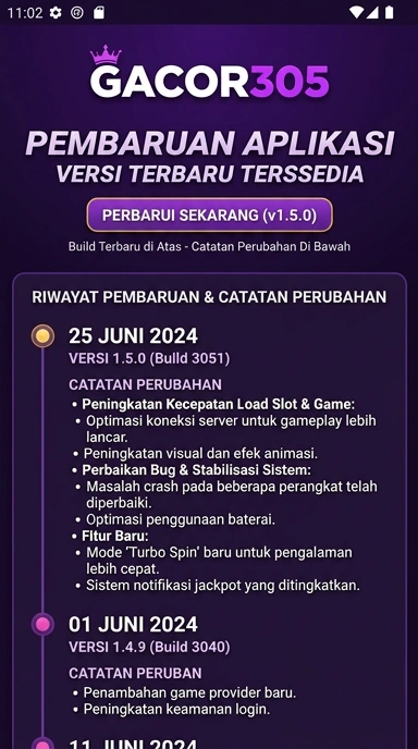 Tampilan riwayat versi gacor305
